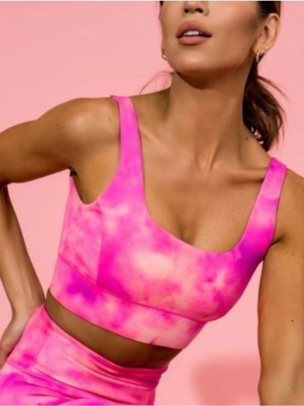IVL Collective sz 8 Pink Tie-Dye Scoop Neck Crop Top sports bra